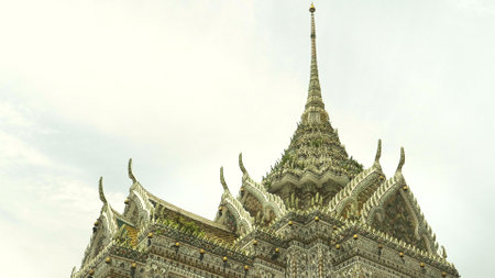 BANGKOK, THAILAND- JUNE, 21, 2017: roof of a building in the wat arun temple complex in bangkokのeditorial素材