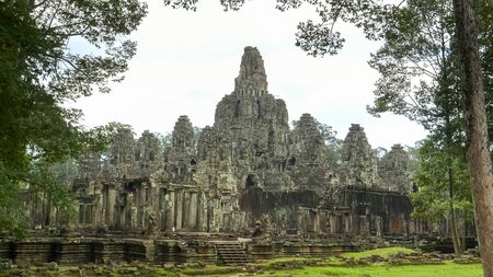 wide view of the towers and ruins of bayon temple