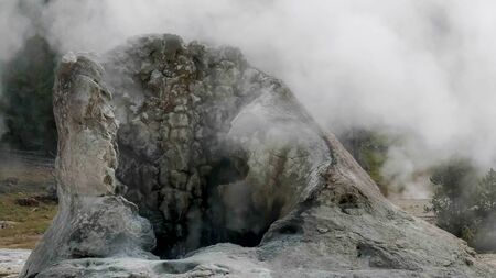 close up of giant geyser in yellowstoneの写真素材