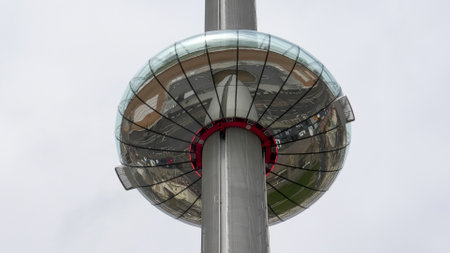 BRIGHTON, ENGLAND- OCTOBER, 4 2017: close up of the pod on the i360 observation tower at brighton