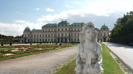 VIENNA, AUSTRIA-OCTOBER, 9, 2017: a statue at upper belvedere palace in viennaのeditorial素材