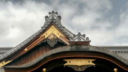 KYOTO, JAPAN - APRIL, 16, 2018: ext close up of the roof on a building at fushimi inari shrineのeditorial素材
