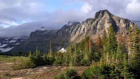 late light on mt pollock and bishops cap in glacier np
