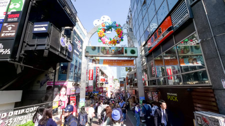 TOKYO, JAPAN - APRIL, 20, 2018: takeshita street scene in harajuku district of tokyoのeditorial素材