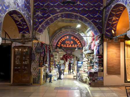 ISTANBUL, TURKEY - MAY, 22, 2019: looking towards a sign in the grand bazaar of istanbulのeditorial素材