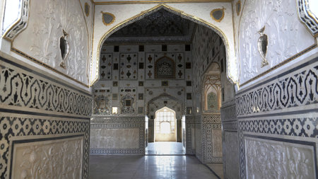JAIPUR, INDIA - MARCH 22, 2019: corridor at amber fortのeditorial素材