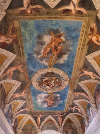 TRENTO, ITALY - JUNE, 1, 2019: close shot of a ceiling fresco at buonconsiglio castleのeditorial素材