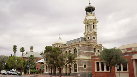 BROKEN HILL, AUSTRALIA - JUNE 15 2021: the historic town hall building at broken hillのeditorial素材