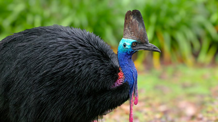 close up clip of a southern cassowary on a rainy day