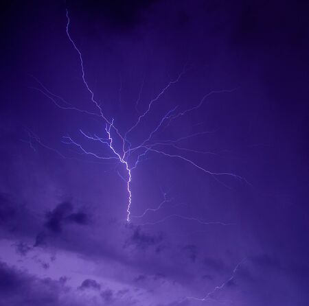 Storm with lightning in night  sky