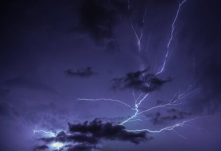 Storm with lightning in night  sky
