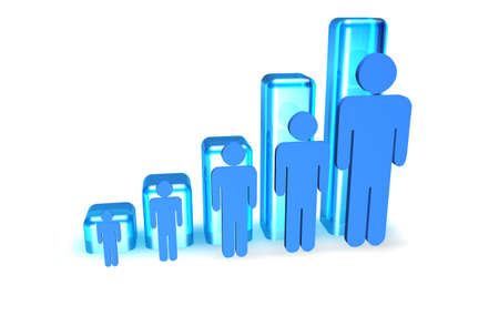 3d Bar graph showing increase in people size.の写真素材