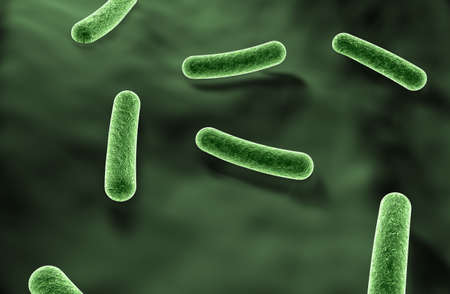 Green 3d bacteria on a rough green surface