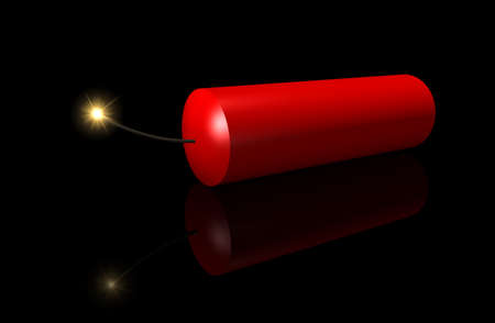 3d firecracker on black backgroundの写真素材