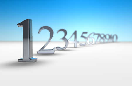 3d number countdown with sky in backgroundの写真素材