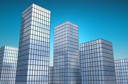 3d reflective glass buildings towering into the sky
の写真素材