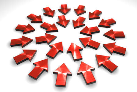 Red arrows in a circle pointing towards the center
の写真素材