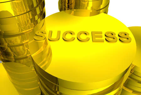 The word success printed on a shiny gold coinの写真素材