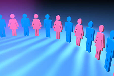 Line of 3d figures, boys and girlsの写真素材