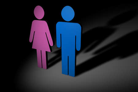 Male and female 3d figuresの写真素材