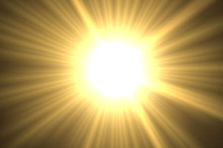 Beaming bright yellow sun with raysの写真素材