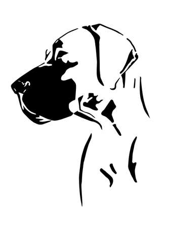 Great Dane head logo in black and whiteのイラスト素材