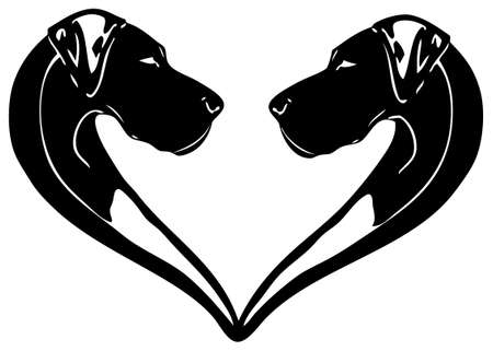 Great Dane head logo in black and whiteのイラスト素材