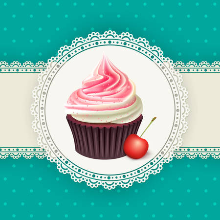 Vintage background with cupcakeのイラスト素材