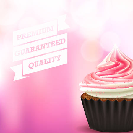 Pink cupcake vectorのイラスト素材