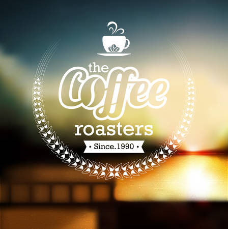 Premium coffee label design over defocus backgroundのイラスト素材