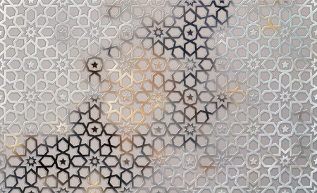 3D pattern in islamic ornament vector style. Ramadan round pattern elements. persian motif style. Geometric circular ornamental for your design.のイラスト素材