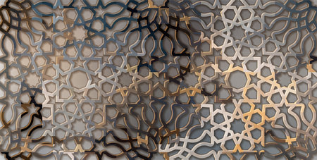 3D pattern in islamic ornament vector style. Ramadan round pattern elements. persian motif style. Geometric circular ornamental for your design.のイラスト素材
