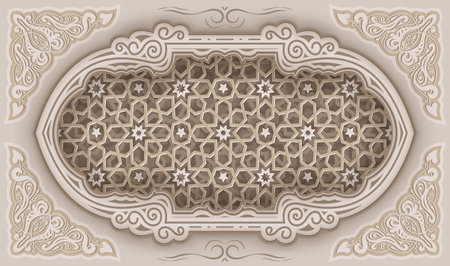 Luxury 3d background with Arabic calligraphy design for Ramadan, Islamic oriental pattern background.のイラスト素材