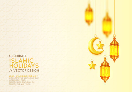 Beautiful Islamic background with hanging lantternsのイラスト素材