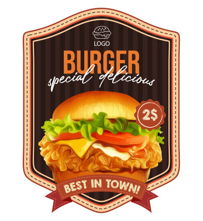 Vintage burgers retro poster style design templateのイラスト素材