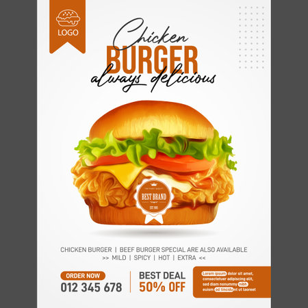 Fried chicken burger banner ads design templateのイラスト素材