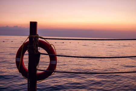 predawn sky over the mediterranean seaの写真素材