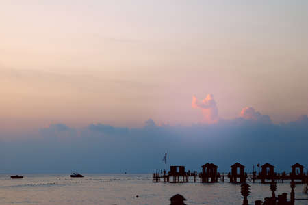 predawn sky over the mediterranean seaの写真素材