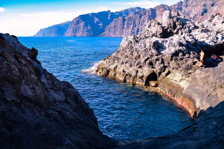 Tenerife, Canary Islands - Los Gigantes from the natural swimmingpoolsの写真素材
