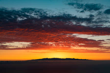 Amazing sunrise behind Gran Canaria