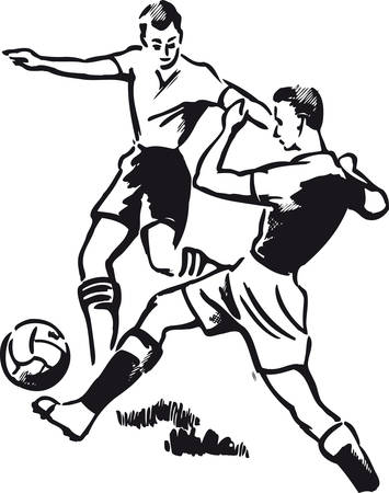 Soccer duel, Retro Vector Illustrationのイラスト素材