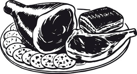 Meat platter, Retro Vector Illustrationのイラスト素材