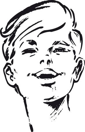 Happy teenage boy, Retro Vector Illustrationのイラスト素材