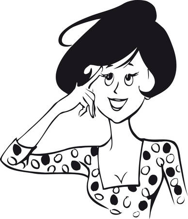 Thinking woman, Retro Vector Illustrationのイラスト素材