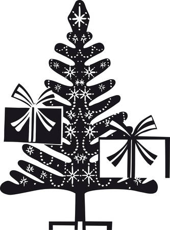 Christmas tree, Retro Vector Illustrationのイラスト素材