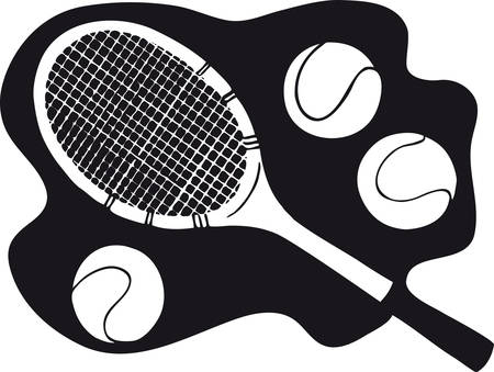 Tennis racket with tennis balls, Retro Vector Illustrationのイラスト素材