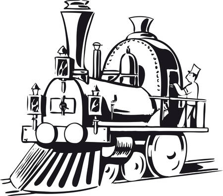 Little steam locomotive, Retro Vector Illustrationのイラスト素材