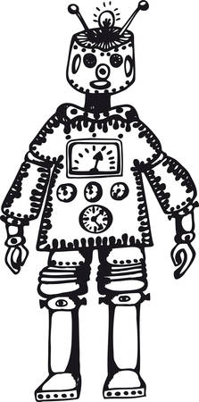Robot X-1, Retro Vector Illustrationのイラスト素材