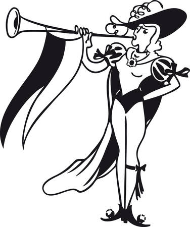 Medieval fanfare player, Retro Vector Illustrationのイラスト素材