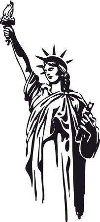 Statue of Liberty, Retro Vector Illustrationのイラスト素材